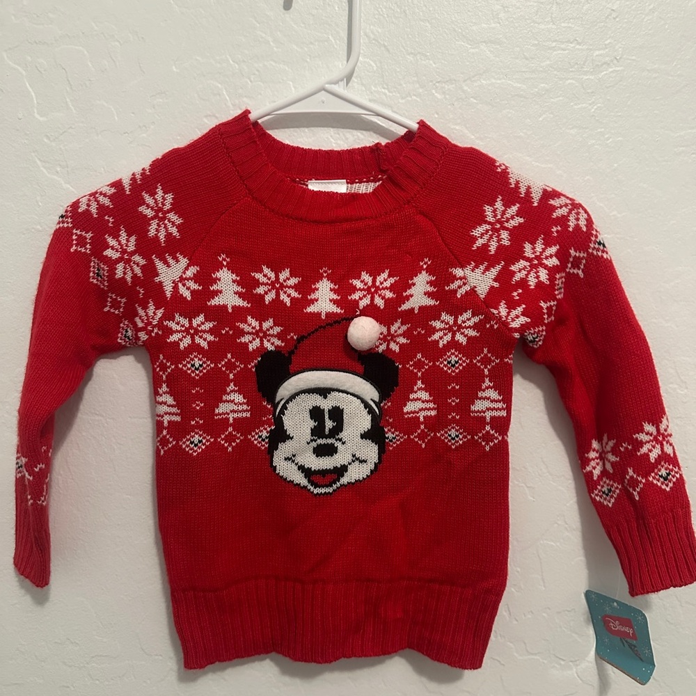 Disney Festive Red Sweater with Snowflakes